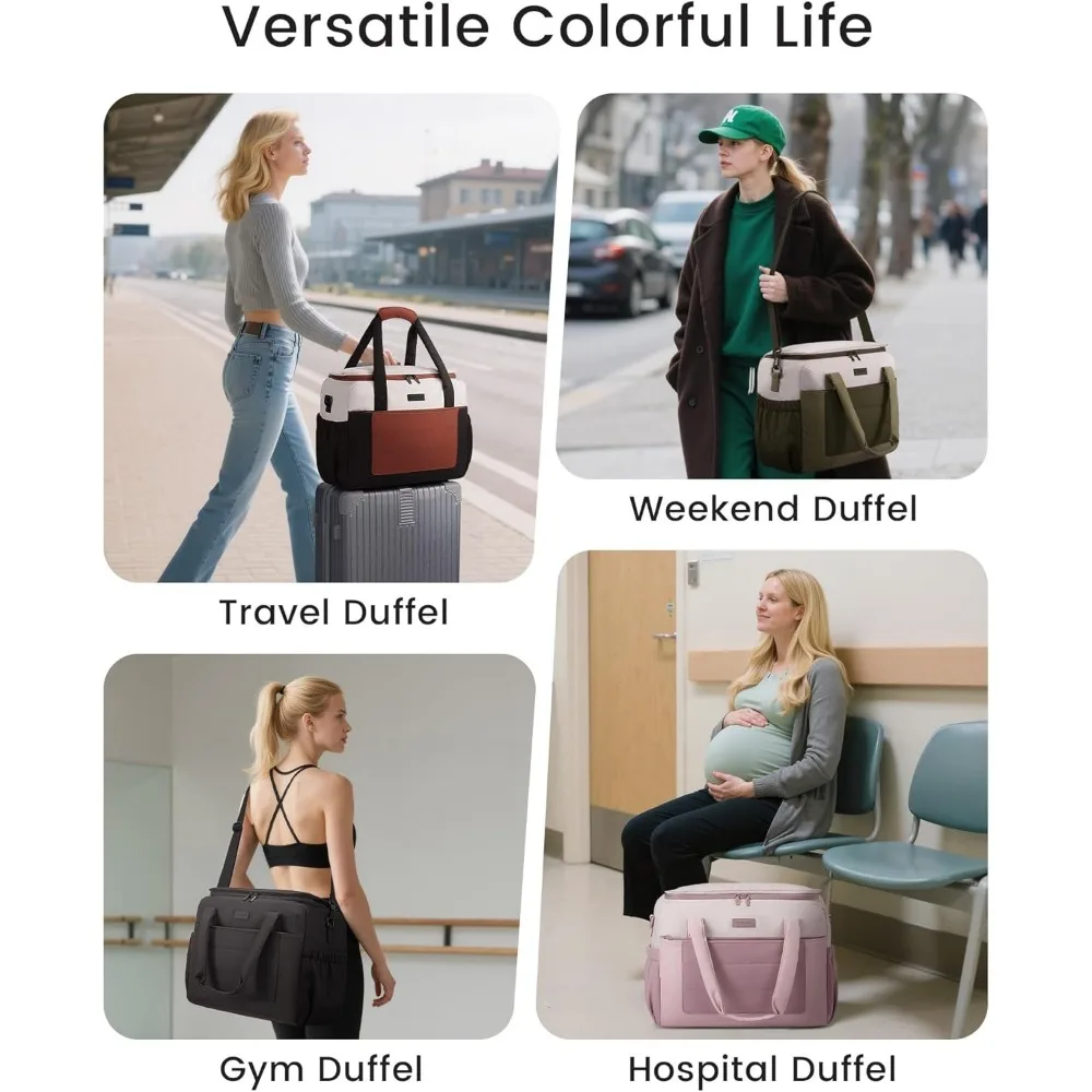 حقيبة دفل نسائية مقاومة للماء للسفر، حقيبة رياضية محمولة مع جيب مبلل، حقيبة عطلة نهاية الأسبوع بين عشية وضحاها للمغامرة #6