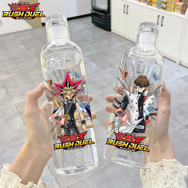 Botella de Agua Deportiva de Plástico con Diseño de Dibujos Animados de 500ml/750ml para Duel Monsters, Taza de Agua Graduada Portátil, Antigolpes, Regalo Popular, Yugi Muto