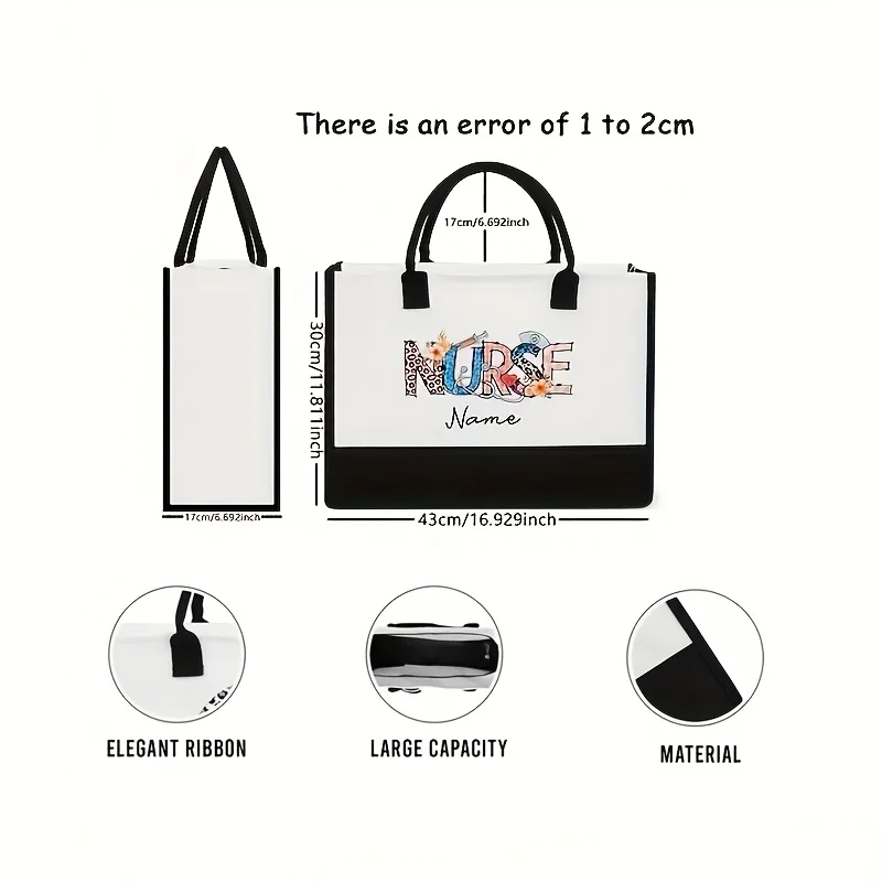 Personalized Nurse Name Pattern Shipping Large Personalized Beach Bag Gift Tote Bag for Women Custom Name Bag Nurse Gifts