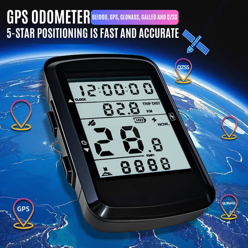 

Велосипедный GPS-одометр, велосипедный компьютер, датчики, велосипедный спидометр, водонепроницаемый горный дорожный велосипедный спидометр, 2,4-дюймовый большой экран