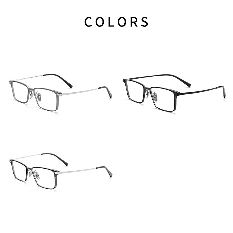 OLLYMURS New Ultra-light Luxury Aluminum Magnesium Pure Titanium Eyewear Retro Square Optical Prescription Eyeglasses Frame Men