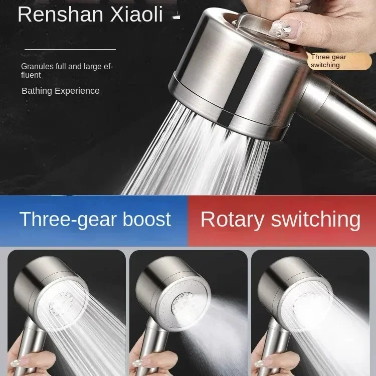Upgraded 304 Stainless Steel High Pressure Showerhead 3 Modes Large Flow Sprayer Drop Proof Shower Faucet Bathroom Accessories
