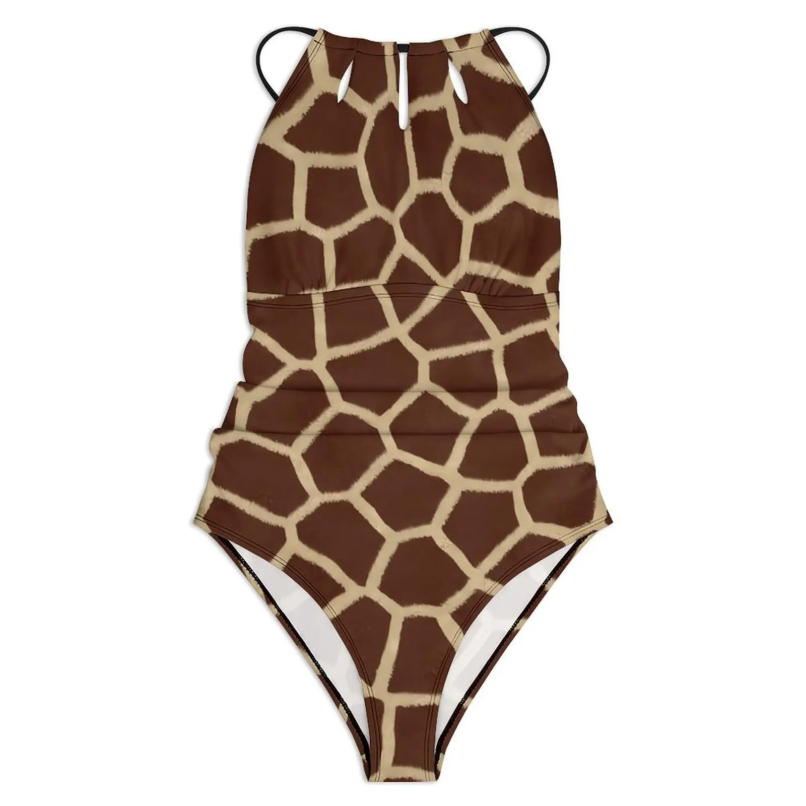 Brown Giraffe Swimsuit Sexy Animal Print One Piece Swimwear Push Up Bodysuit Korean Fashion Sport Beachwear