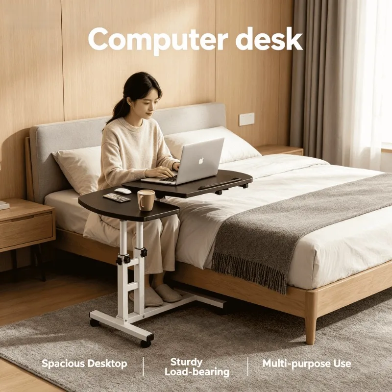 Laptop Table Mobile Rolling Sofa Laptop Desk Side Foldable Small Desk Escritorios Adjustable Height Bedside Lift Up Computer