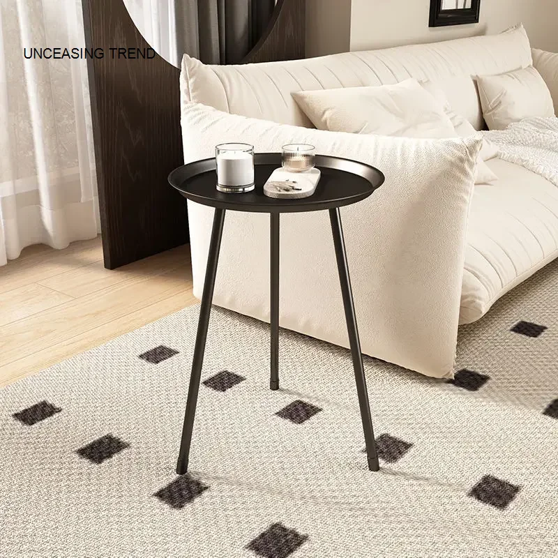 Modern Black Side Table Metal Double-Layered Sofa Side Table Night Stand 2 Tier Coffee Table For Living Room Bedroom