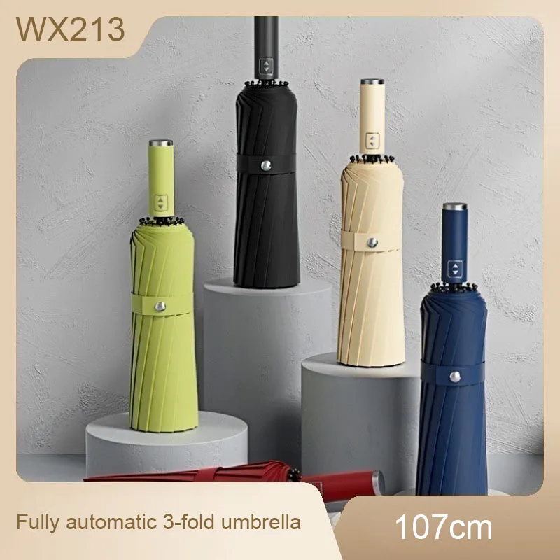 Automatic 3-fold Umbrella,16 Bones,Waterproof And Rain Proof,Sun Protection,UV Block,Reinforced Super Wind Resistance,107 CM