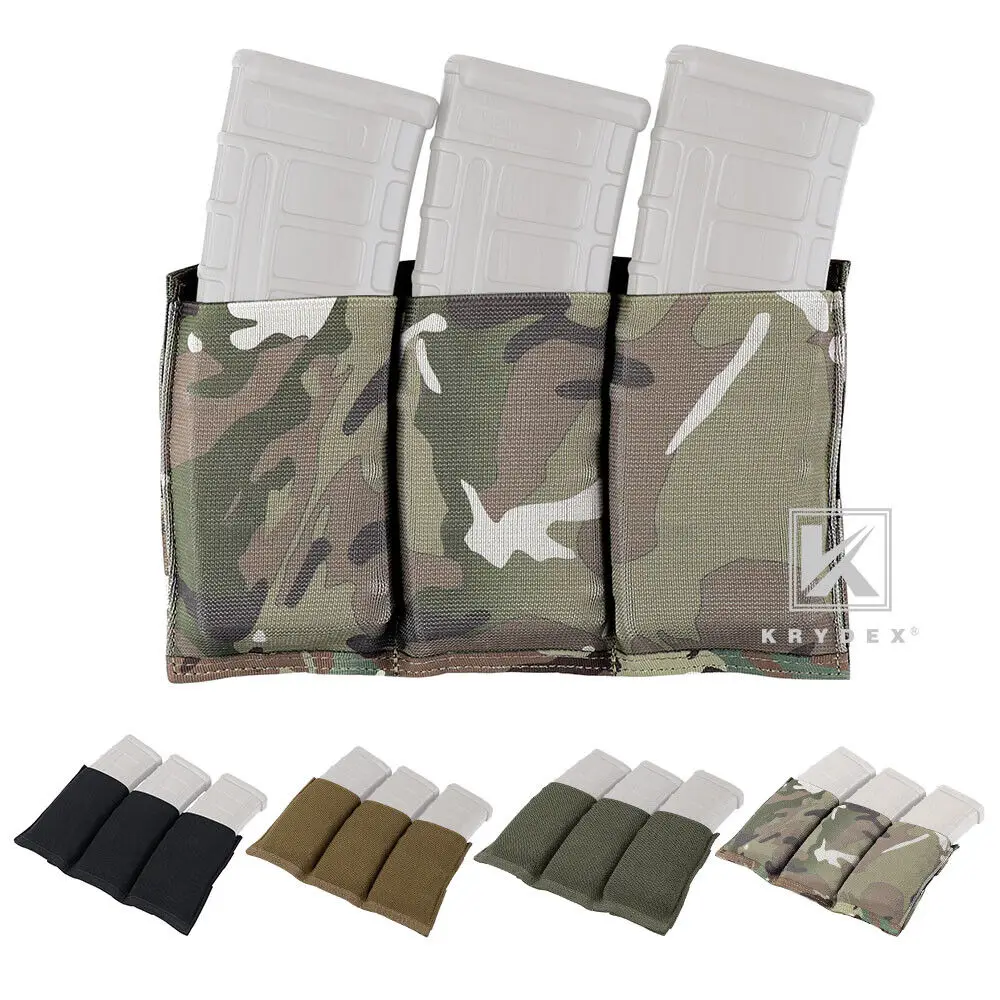 KRYDEX Tactical Triple Magazine Pouch MOLLE High Speed Triple Open Top 5.56 Rifle Magazine Pouch Fast Draw MOLLE/PALS Holster