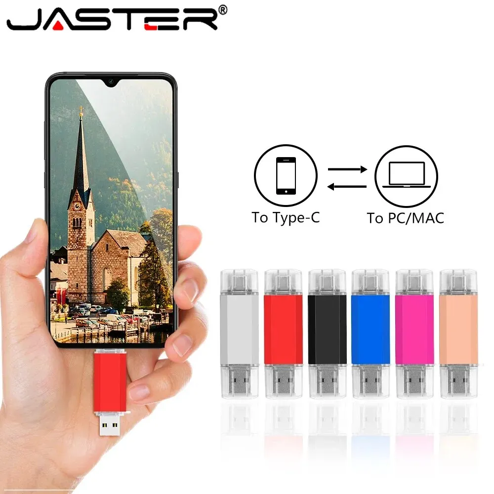 JASTER Mini TYPE-C USB Flash Drive 64GB Rose Golden Memory Stick Pen Drive Creative Business Gift Blue External Storage Pendrive image 3