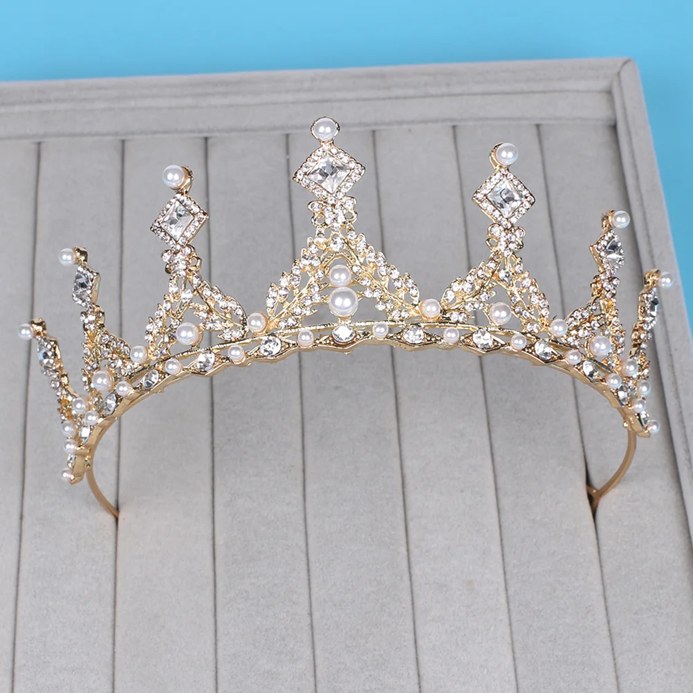 

Euro Bridal Wedding Prom Rhinestone Crystal Crown Hairband Headband Tiara Hair Jewelry (Gold) Woman Crown