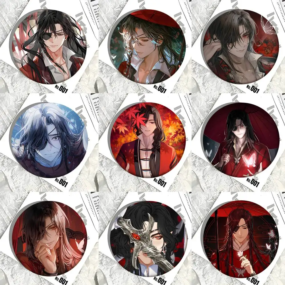 Anime Heaven Officials Blessing Hua Cheng Round Badge Lapel Pin Backpack Clothing Jewelry Accessories Gift Brooch