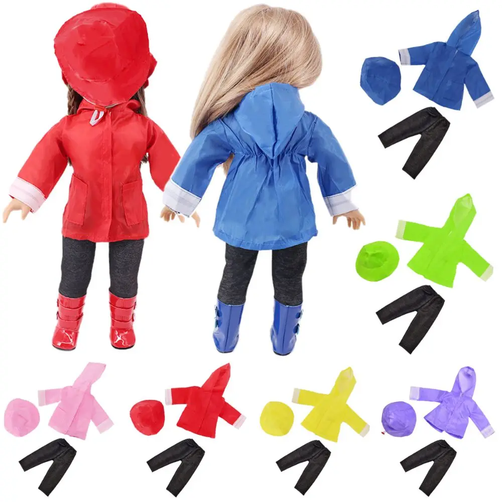 

18inch/43cm Doll Raincoat Set Multicolor Black Pants Doll Clothes Fisherman Hat Replacement Outfit Doll Accessories Gift Toy