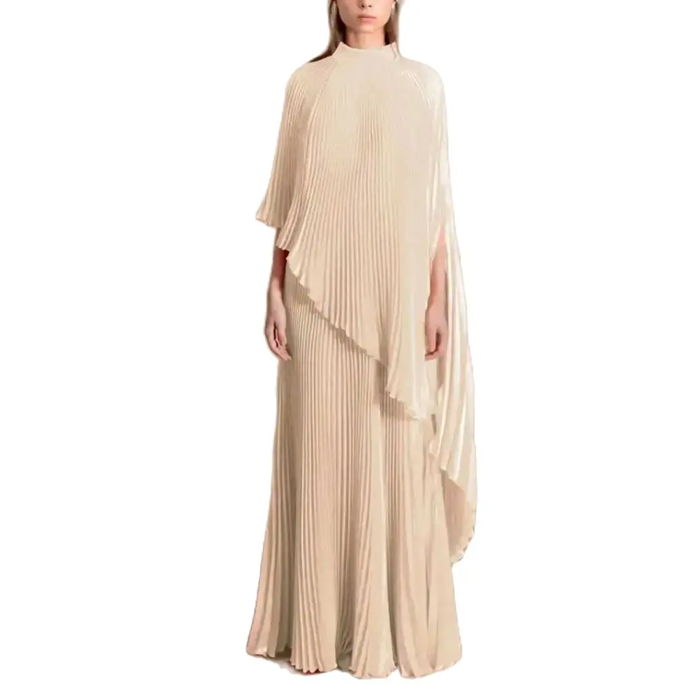 YUMDAI Luxurious Long Sleeve Blouse Beige Organza Pleated Long Skirt 2024 Saudi Arabia Women Elegant Wedding Prom Party Dress