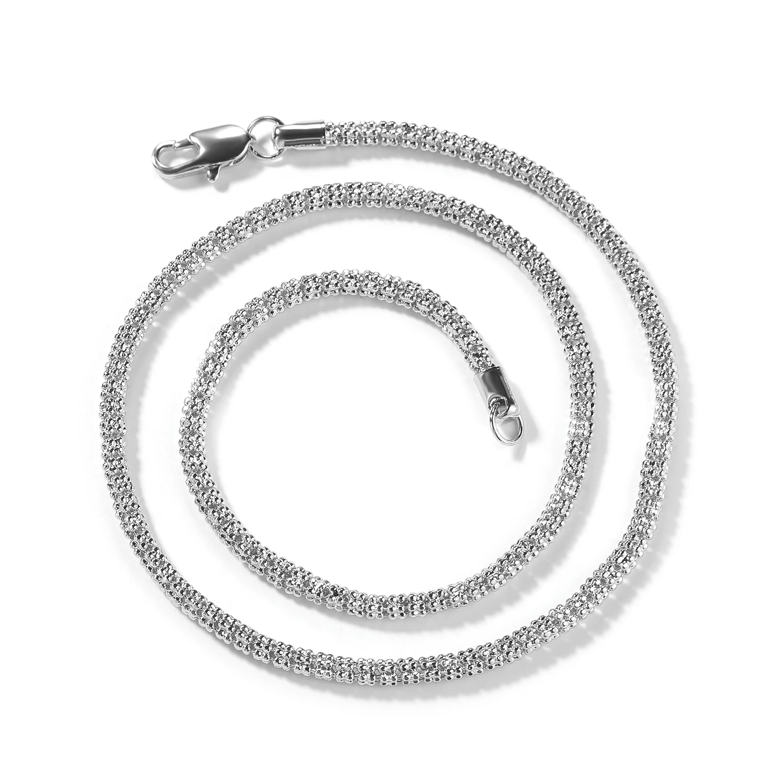 Uwin Minimalist Shiny Popcorn Chain 3.4mm Thin Foxtail Link Chain Women Street Wear Jewelry Combo Necklace Hiphop Jewelry