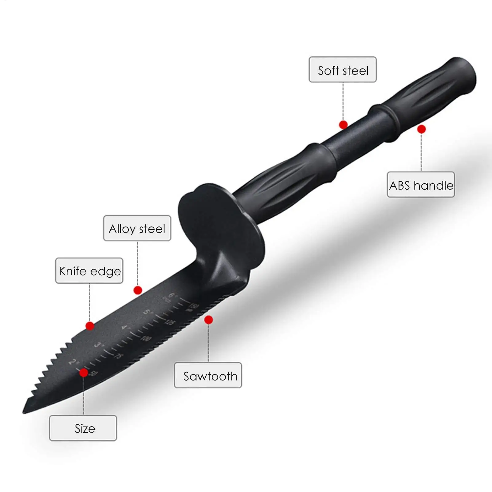 Metal Detector Digging Tool  Serrated Edge Digger With Sheath Stainless Steel Garden Shovel Knife Extended Handle Camping Supply