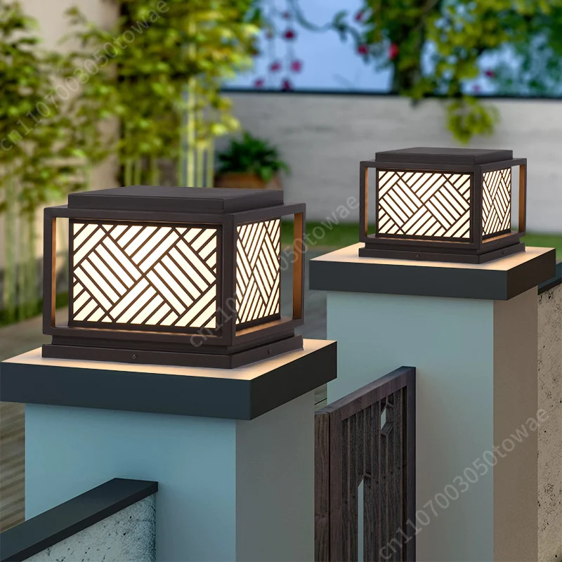 Modern Outdoor IP65 Waterproof Aluminum Acrylic Solar Powered LED Pillar Garden Fence Gate Villa Post Light