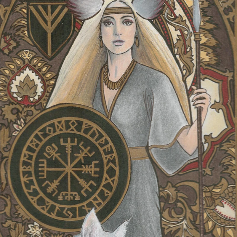 فريا المشارك أنثى المحارب آلهة قماش اللوحة Vegvisir الأيسلندية ستاف الفن طباعة فريجا امرأة جدار صورة ديكور غرفة المنزل #2