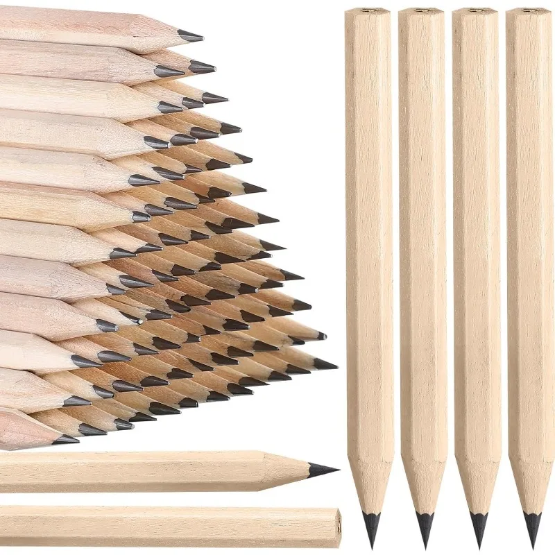 30 Pack 3.5 Inch Pre-Sharpened HB Mini Golf Pencils, Half Round Natural Wooden Short Bulk Gifts for Wedding Staff