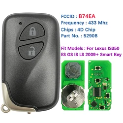 CN 052021   Aftermarket 2-przyciskowy inteligentny klucz do Lexus CT200H RX350 RX450H Keyless Remote Contorl 4D Chip 433Mhz FCCID B74EA