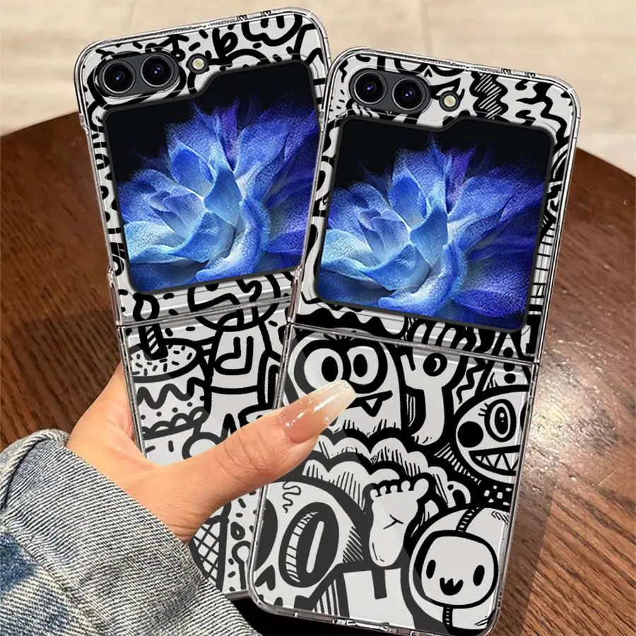 Back Phone Cover Funda Case for Samsung Galaxy Flip5 Flip7 FE Flip3 Flip4 Flip6 Z Flip 7 6 5 4 3 Creative Graffiti Art