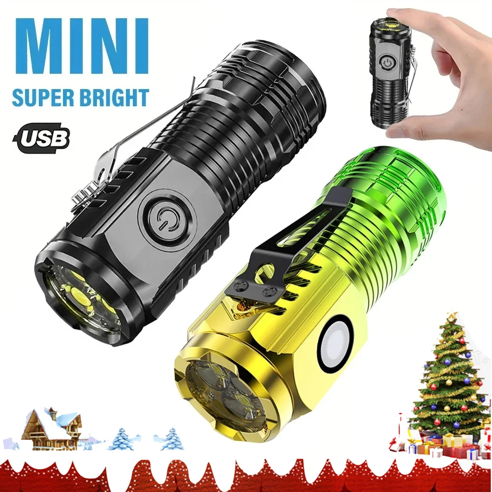 Super Bright LED Flashlight Type-c Rechargeable with Magnetic Torch Portable Working Light for Outdoor Camping Fishing Lantern