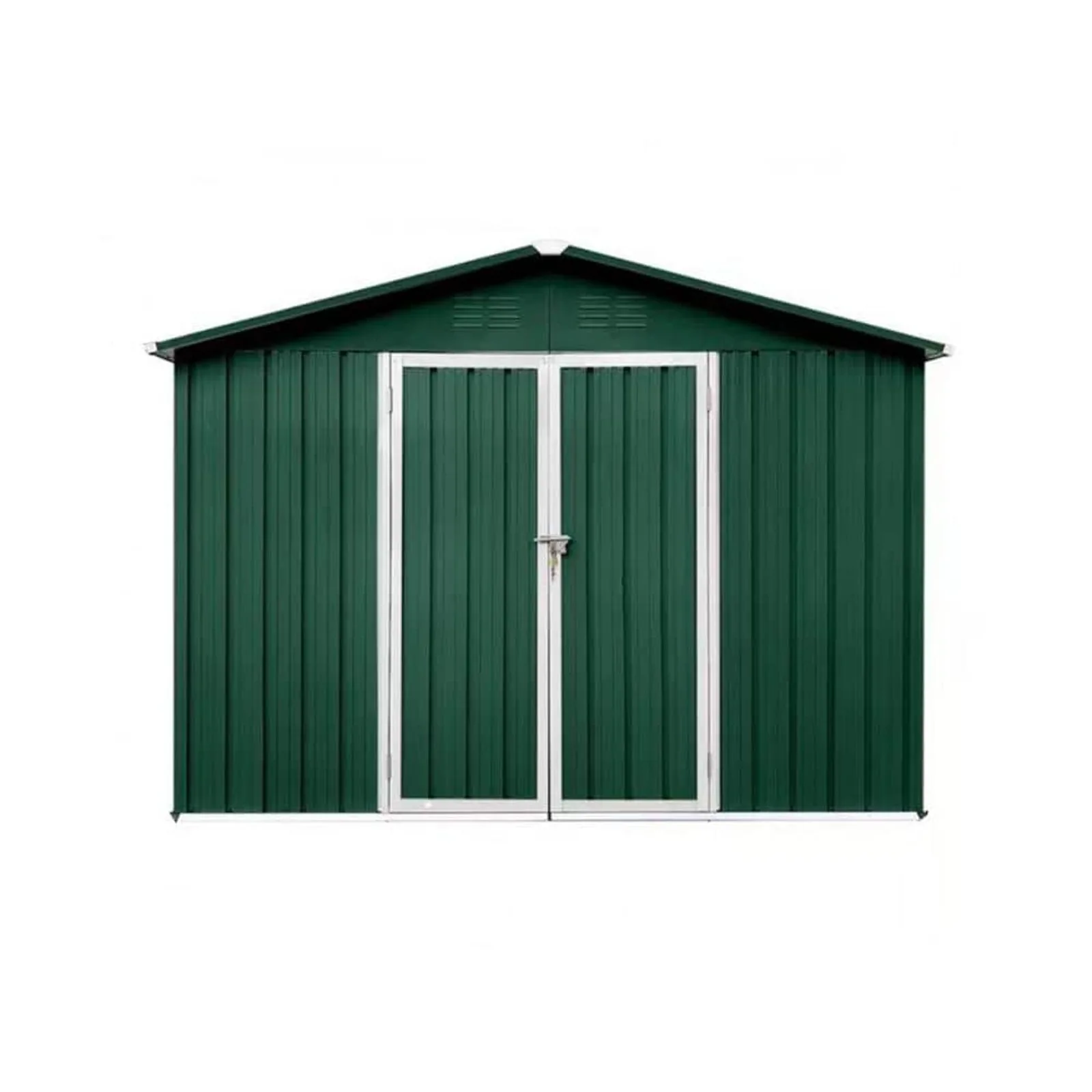 

US 8 ft. W x 6 ft. D Metal Outdoor Storage Shed with Lockable Door in White and Brown (48 sq. ft.)