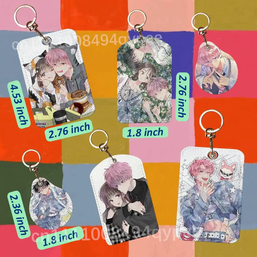 T-Tamon Kun Anime Leather Access Card Case Anti-lost Anti-fall Card Holder Keychain Accessories Fingerprint-proof Key Tag Ring