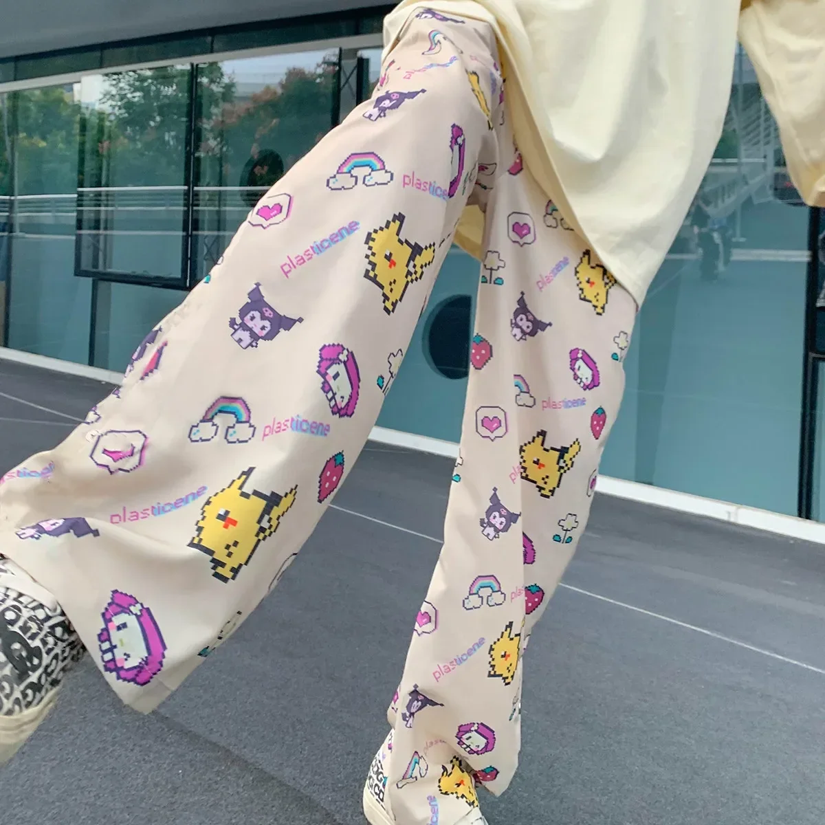 

Sanrio hello kitty Cartoon New Pajama Pants Girls Spring and Autumn Home Pants kuromi Fashion Casual Pants Wear Outside