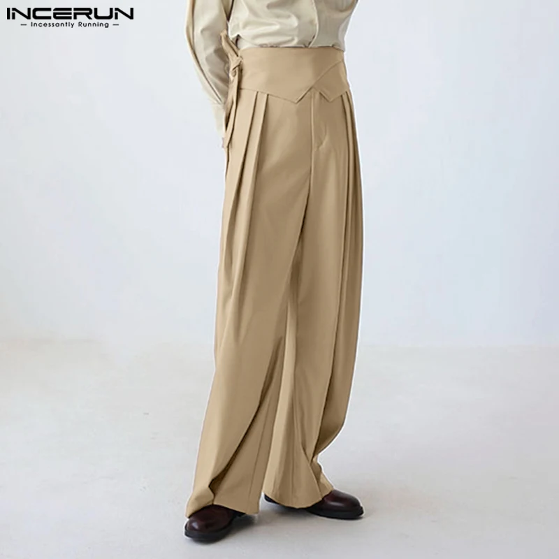 

Summer Men Long Pants Solid Color Bow Long Trousers Wide Leg Pant Streetwear Men's Clothing Oversize S-5XL Bottoms INCERUN