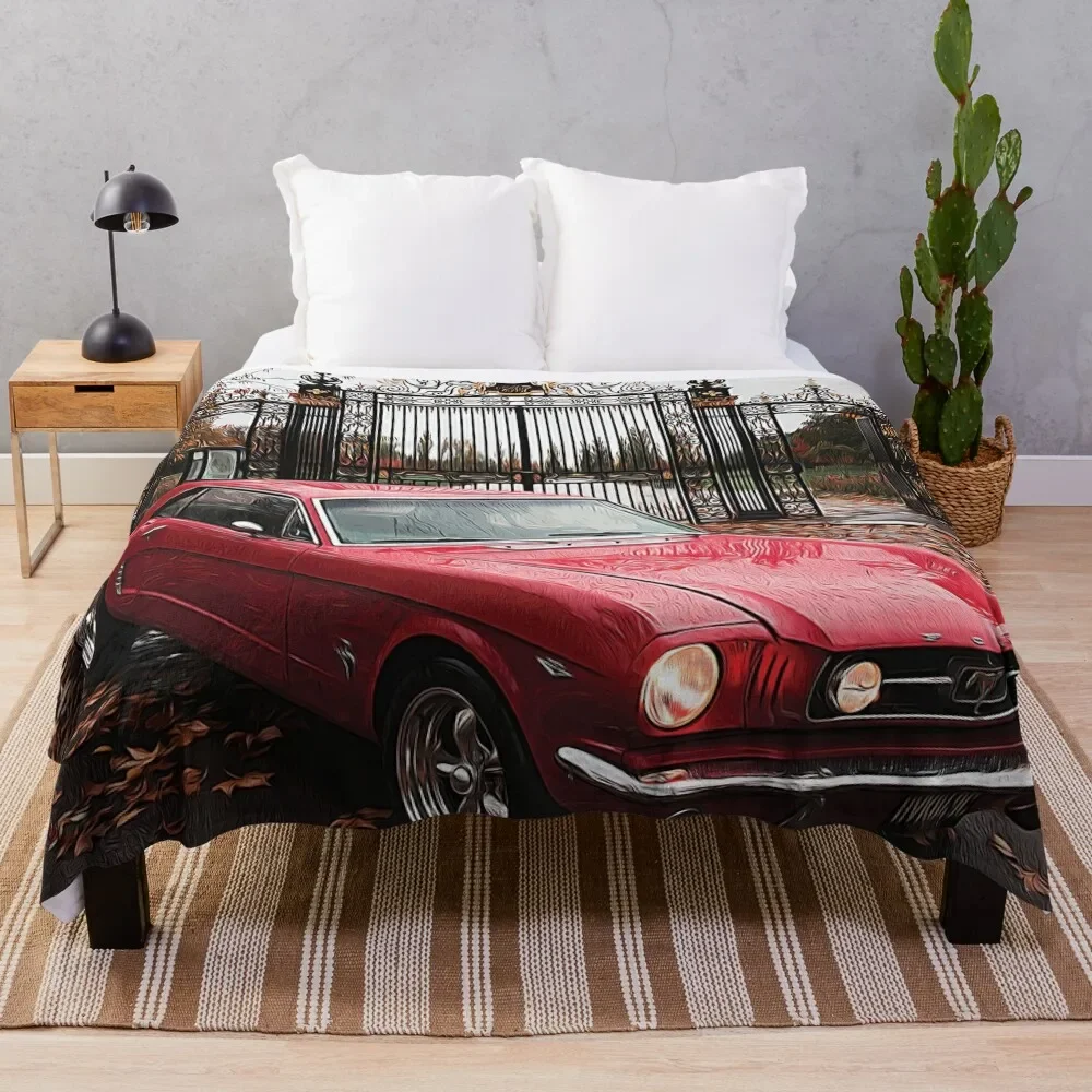 

Red Coupe '65 Mustang- ( Cartooned) Throw Blanket Extra Large Throw Fluffy Shaggy Bed Plaid Blankets