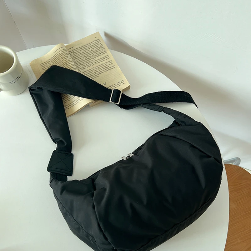 Bolsa tiracolo de grande capacidade para mulheres, bolsa de ombro simples e versátil, algodão, moda casual