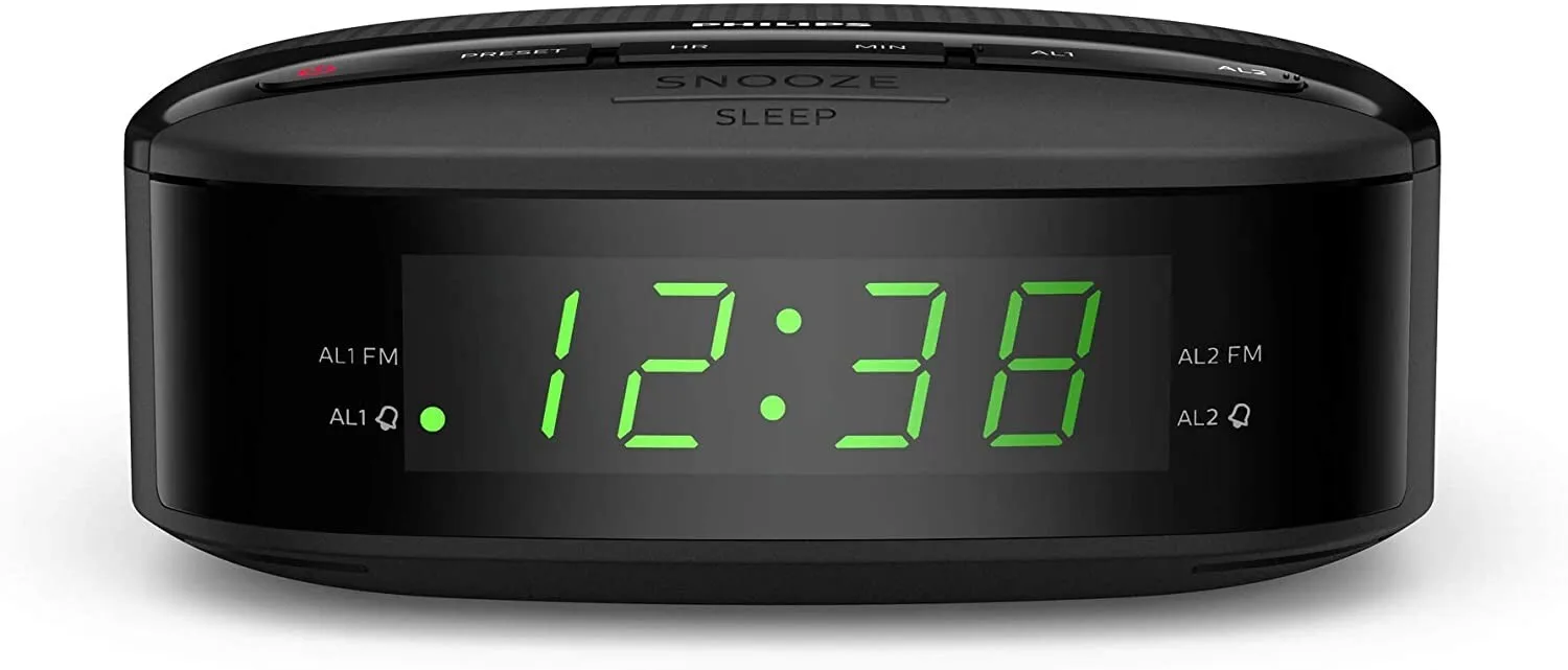 

Alarm clockFM Digital Radio with LED Clock Dual Alarm Function Portable Bedside Clock Radio for Home and Office Use Compact