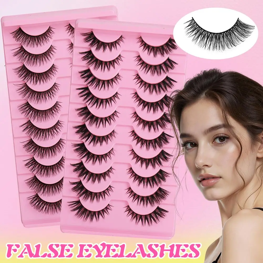 10 pares de pestañas postizas 5D, esponjosas, gruesas y rizadas, 5-16mm, pestañas diagonales, estilo de ojos, herramienta de maquillaje para agrandar, extensión voladora J5I4