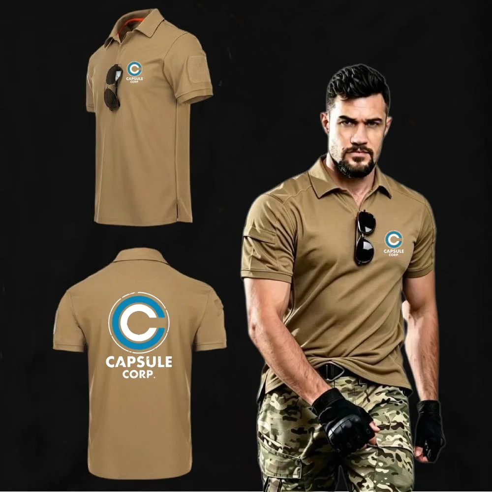 Polo Shirt Military Tacitcal Short Sleeved Shirts Capsule Corp Men's Lapel Tees Army Hiking Training Tshirt Fashionable POLOS