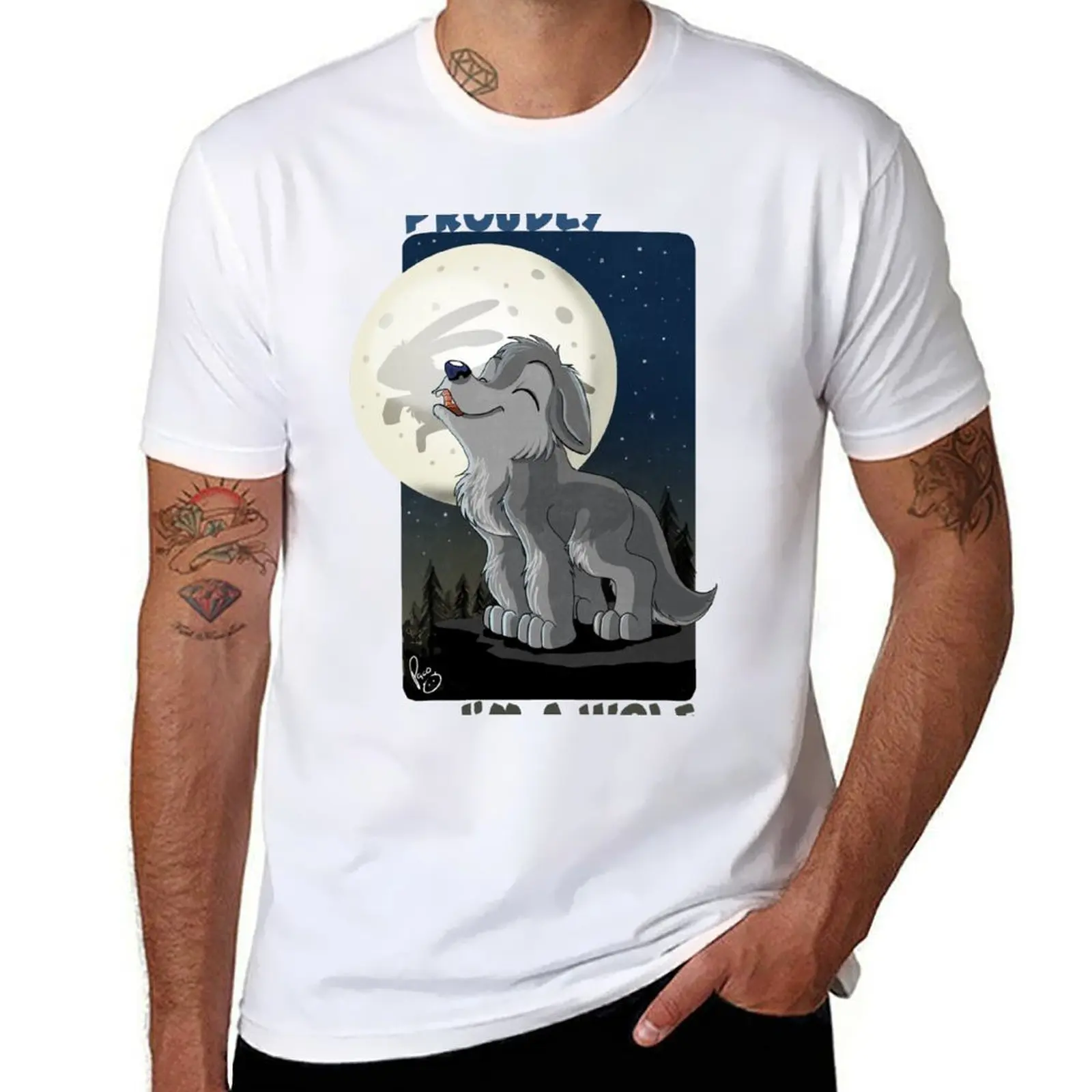 

Proudly I'm a wolf T-Shirt anime tshirt t shirts for man cotton funny T-Shirt