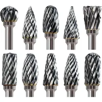 10PCS Carbide Burr Set Compatible with Dremel 1/8 Shank Die Grinder Rotary Tool Rasp Bits Wood Metal Carving Electric Grinding
