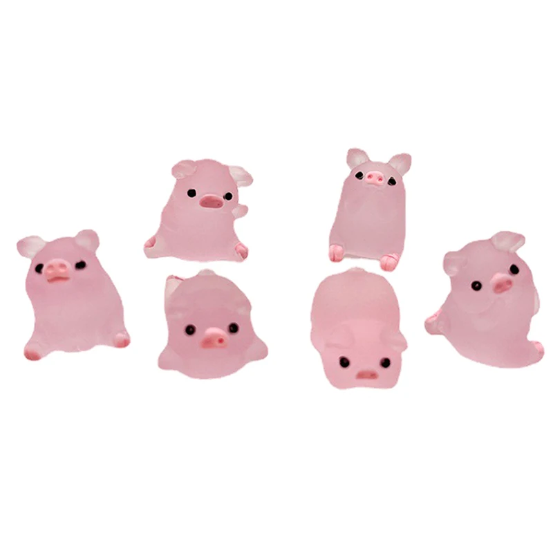 Mini Resina Pig Car Dashboard Brinquedos, Figuras Luminosas Dos Desenhos Animados, Decoração De Jardim De Casa, Enfeites De Pintainho, Presente Bonito, 2Pcs