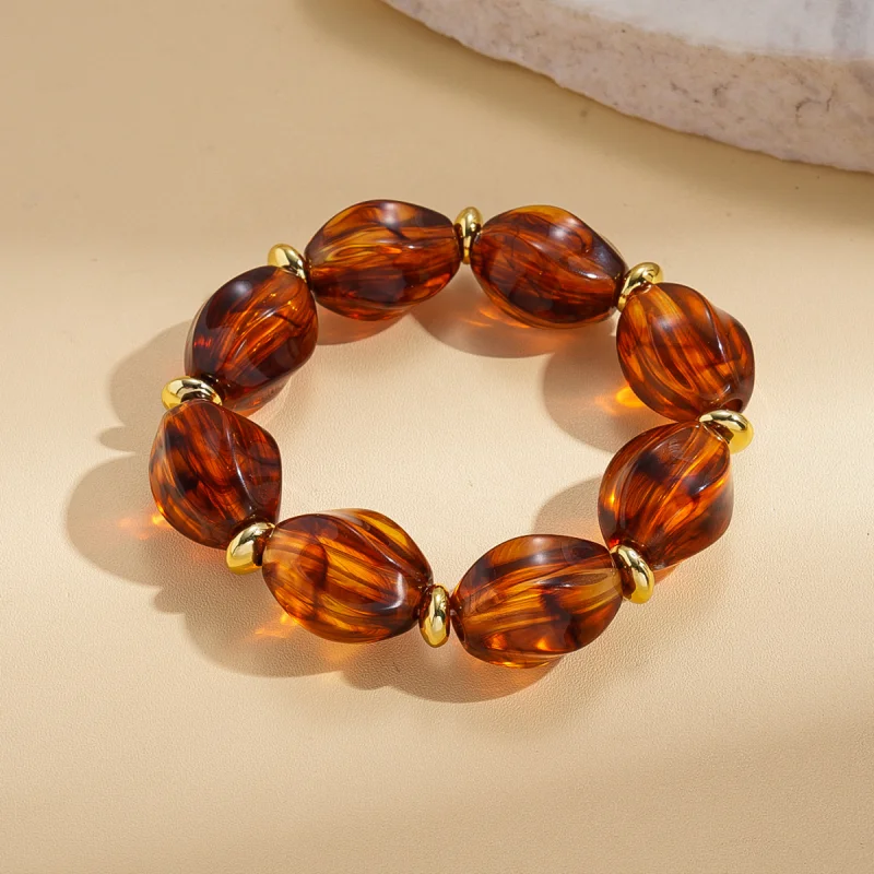 Amber Color Irregular Acrylic Beads Chokers Necklaces Set