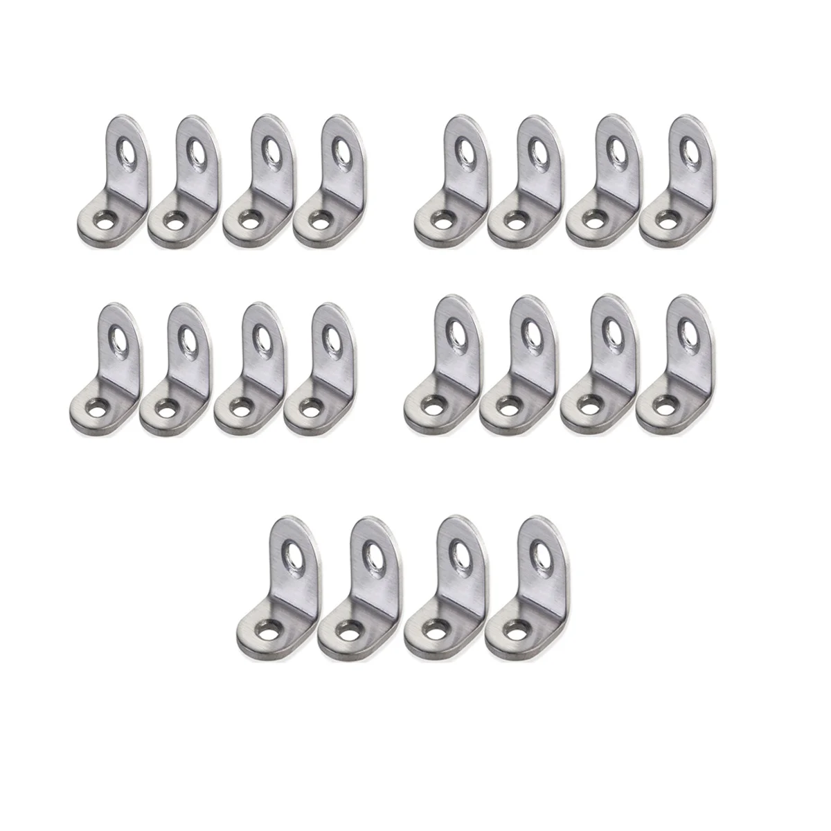 20pcs StainlessSteel CornerBrackets 2mmThickness FurnitureHardware 20mmMetal RightAngleBracket Use SilverColor