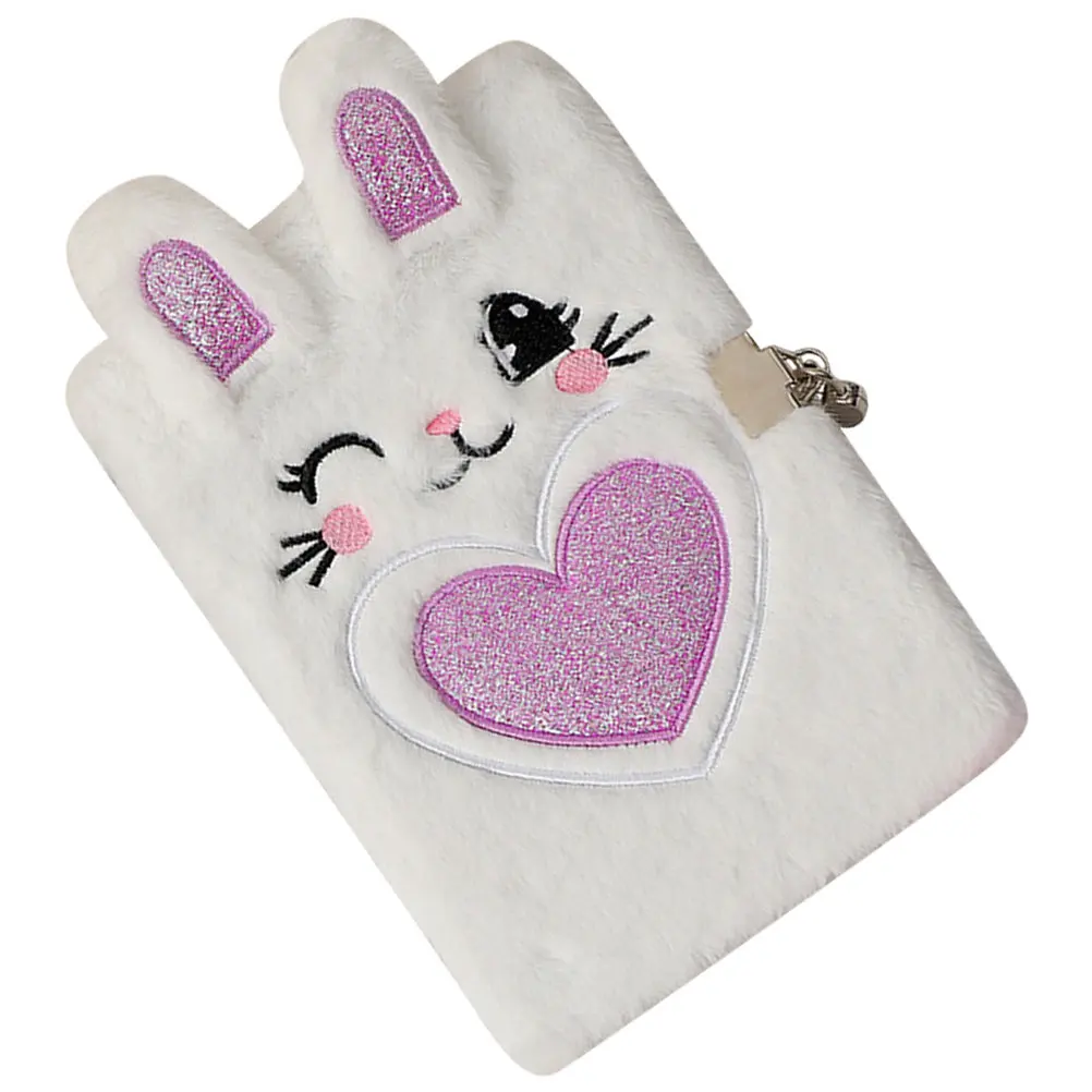 Cartoon Bunny Diary Notebook Lockable Smooth Surface Paper Lined Journal for Students Portable Small Notebook for School