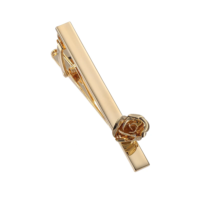 New copper material four-color metal rose tie clip fashion men's wedding dress accessories tie pin jewelry wholesale