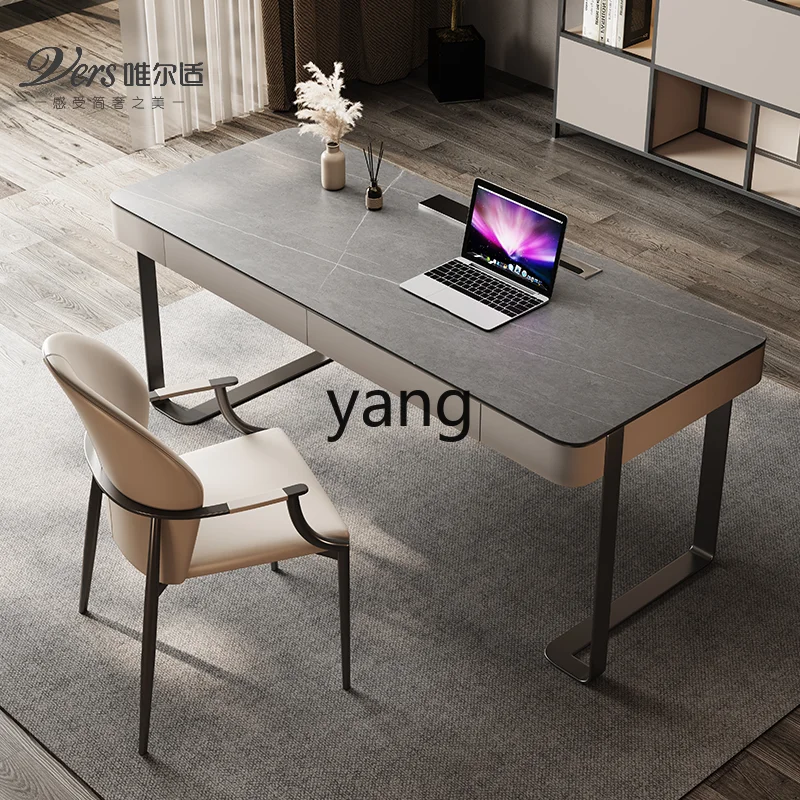 

CX Modern Minimalist Model Room Study Writing Desk Light Luxury Solid Wood Rock Board Desk and Chair