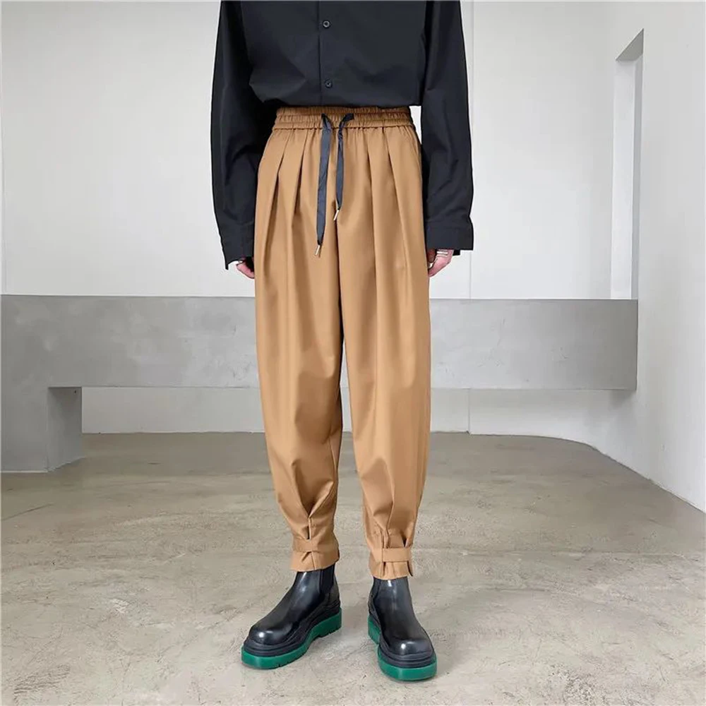New Autumn And Winter Dark Solid Color Korean Mens Street Loose Casual Trousers Fashion Trend Youth Lantern Pants Trousers Men