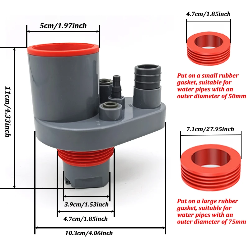 Washing Machine Floor Drain Sealing Kitchen Pipe Drainpipe Connector Dishwasher Water Purifier Pipe Water separator Adapter