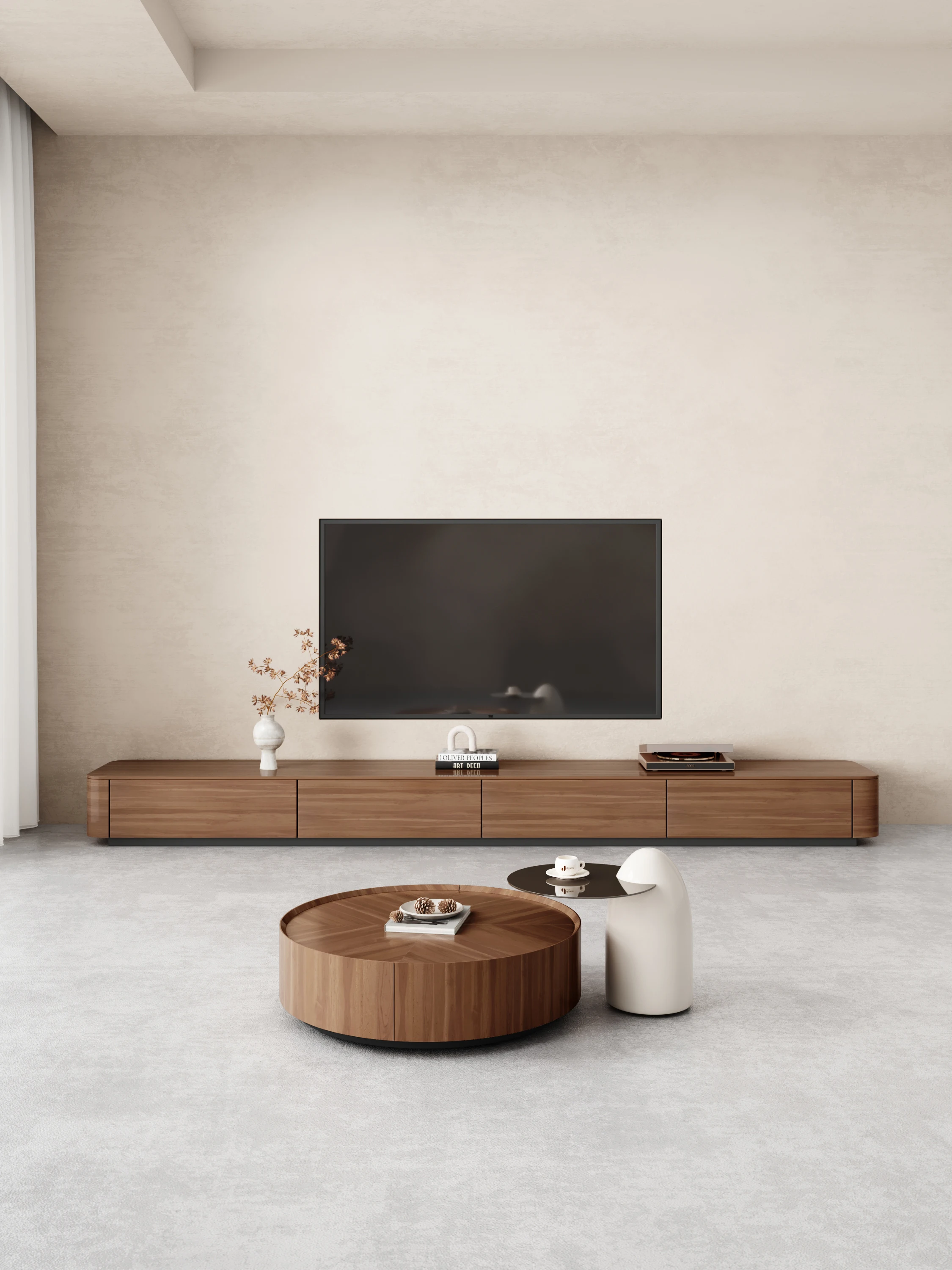 طراز إيطالي، فاخر بسيط، خشب متين، طاولة قهوة، منزلية، بسيطة، حديثة، جوز #1