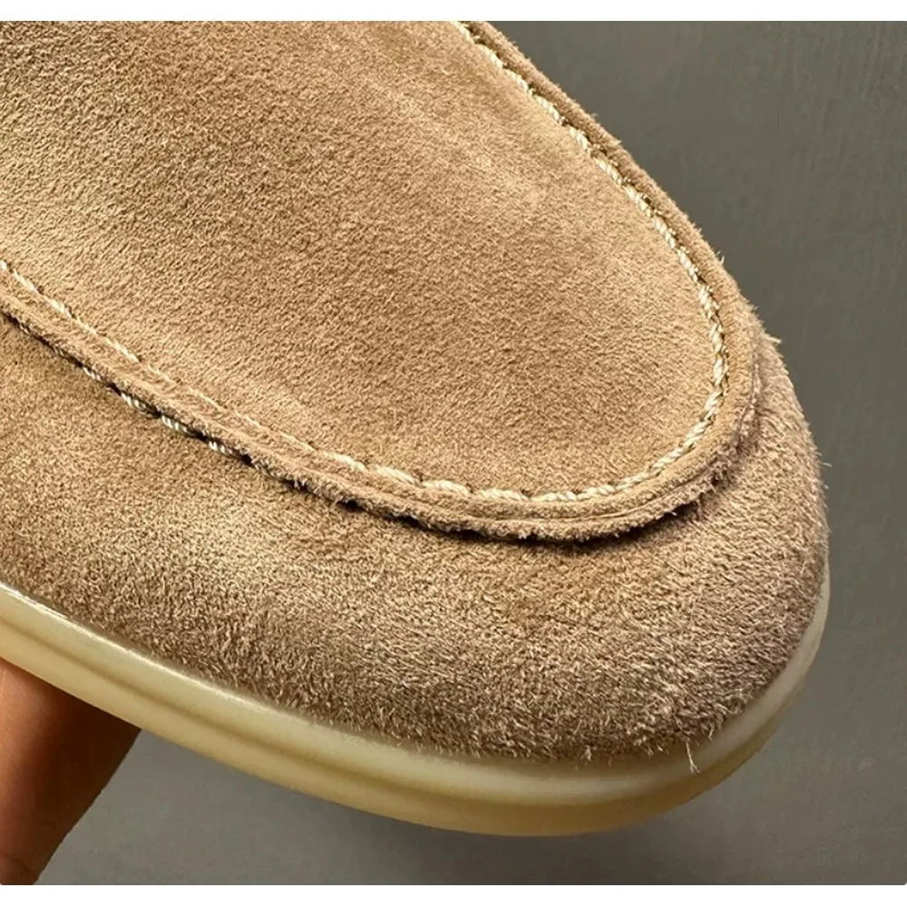 Soft Light Cream Rubber Sole Casual Shoes, Comfort Moccasin Footwear for Daily Leisure Business Wear