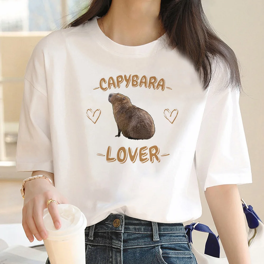 Capibara Tee women designer Japanese anime top female comic 2000s clothes