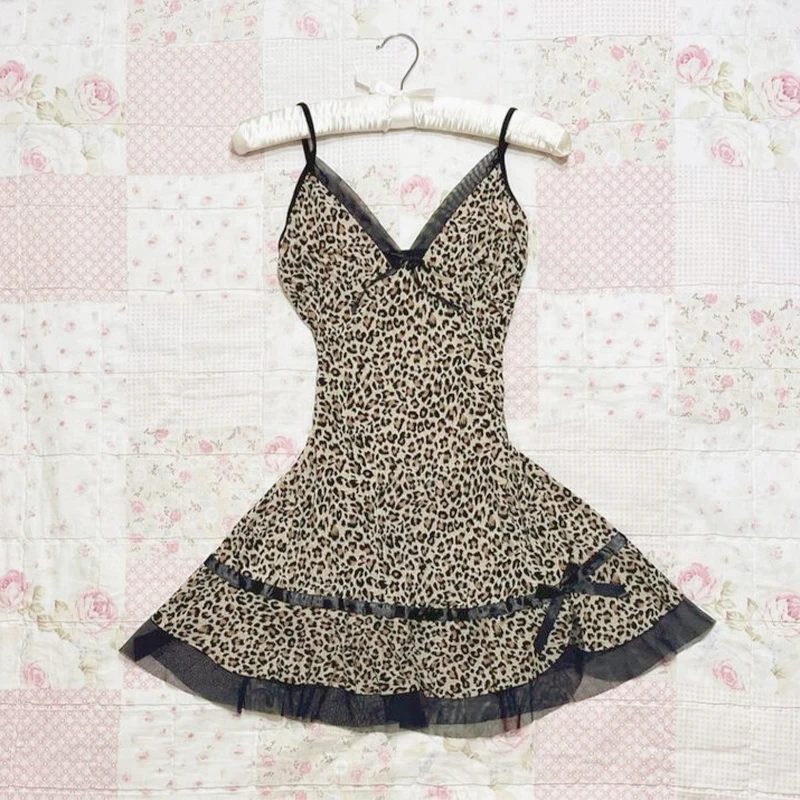 Vintage Harajuku Punk Frauen V-Ausschnitt Kleid y2k lässig Straße heiße Mädchen Spitze süße Schleife Hip-Hop Rock Mode Sommer Hosenträger Kleid