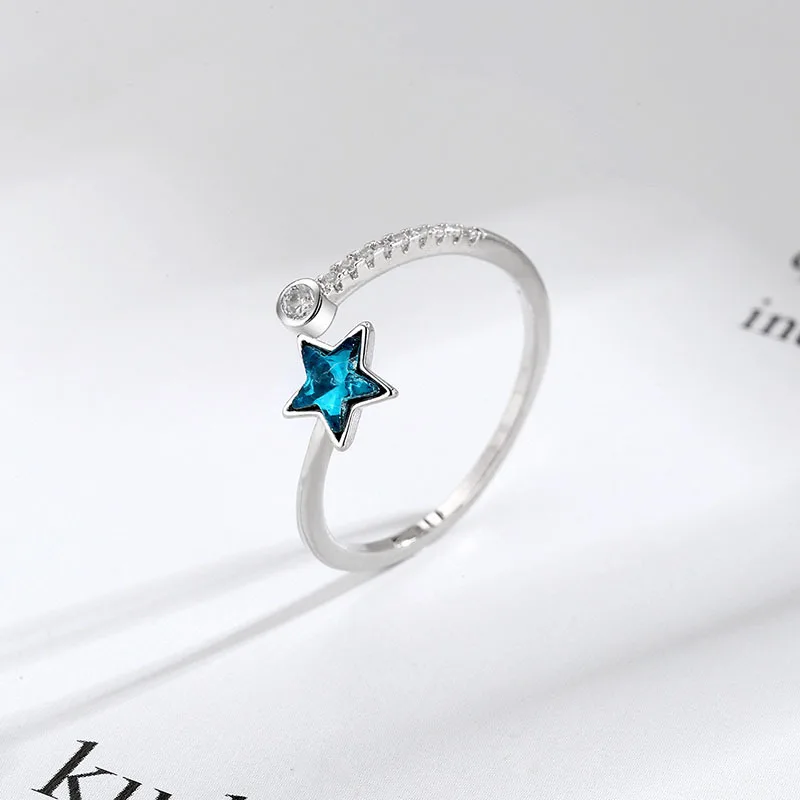 Gothic Vintage Star Rings For Women Bridal Wedding Engagement Punk Resizable Antique Rings Rock Jewelry