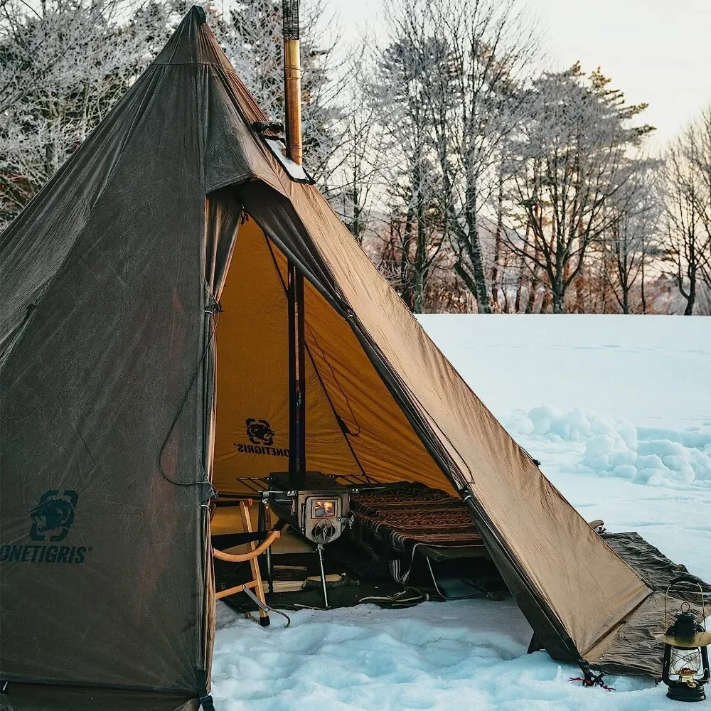 Imagem -06 - Tenda Quente com Fogão Temporada 46 Pessoas Tenda da Família para Camping Mochila Caça Pesca Impermeável à Prova de Vento