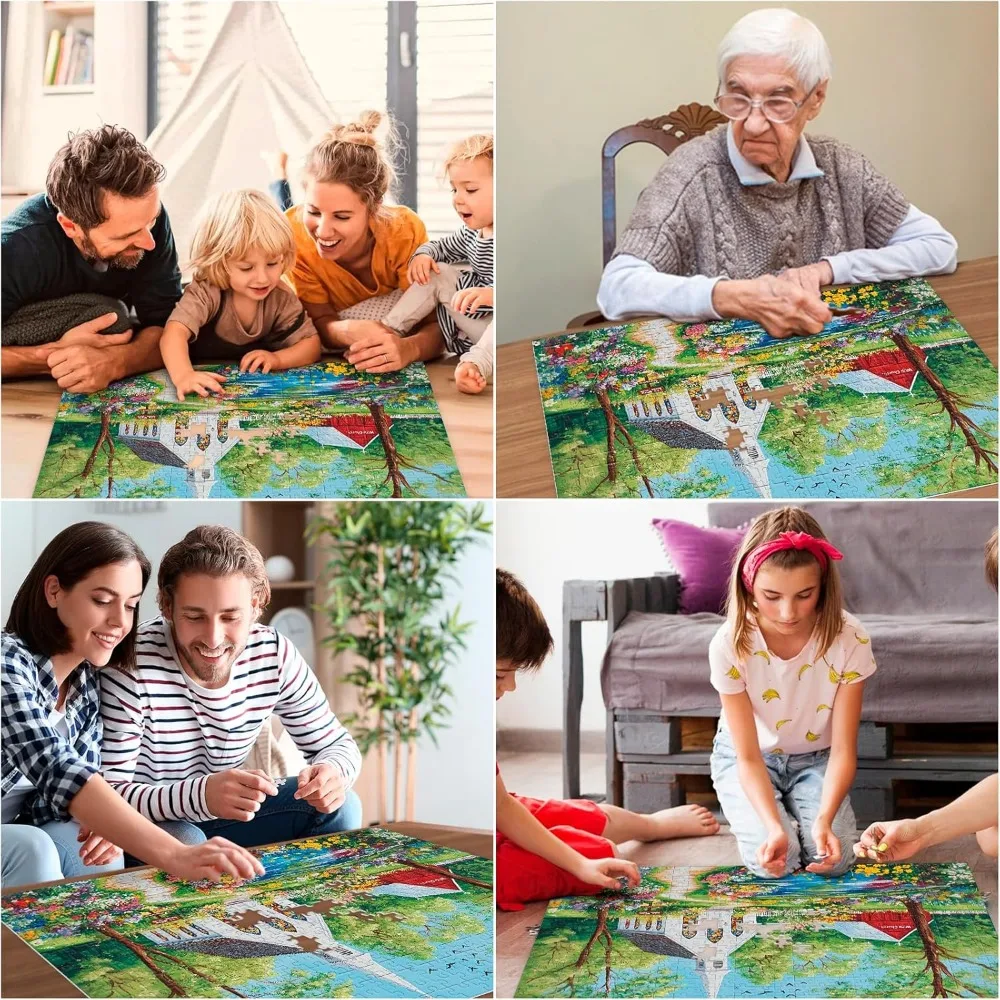 300/500/520/1000 Pieces Wooden Jigsaw Puzzle of Adult Flower Church Landscape Puzzles Game Family Toy Birthday Personalized Gift